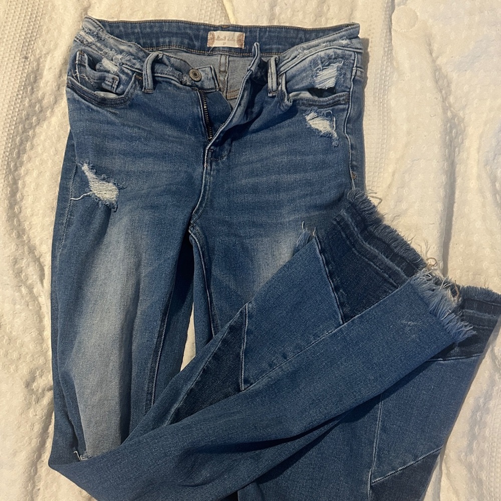 Altar'd State Distressed Blue Flare Jeans